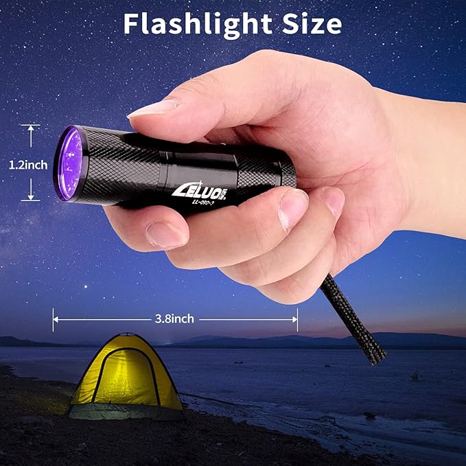 Black UV Handheld Flashlights,9 LED Mini Light 395nm,Portable Pet Stain Detector for Pet Urine,Bed Bugs