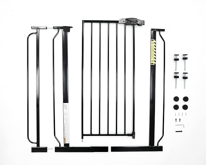 Regalo Easy Step Extra Tall Walk Thru Baby Gate, Bonus Kit, Includes 4-Inch Extension Kit, Pressure Mount Kit and Wall Cups and Mounting Kit, Black, 4 Count (Pack of 1)