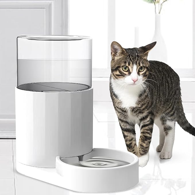 RIZZARI Automatic 3L Pet Waterer, Gravity Water Dispenser, 100% BPA-Free, Large Capacity Water Feeder for Cats and Small and Medium-Sized Dogs (3L,without Filter)