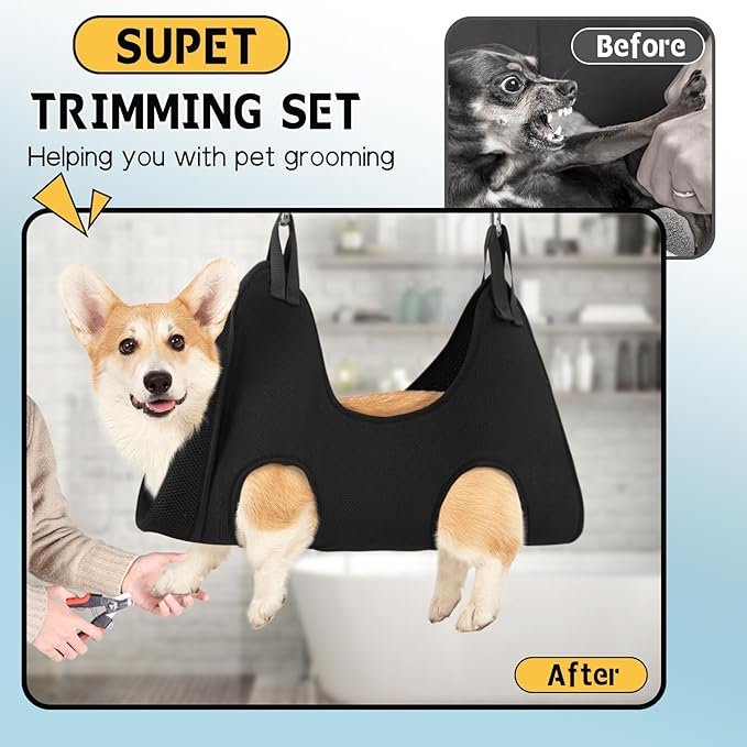 Supet Dog Grooming Hammock Harness for Cats Dogs, Relaxation Pet Grooming Hammock Restraint Dog & Small Animal Leashes Sling for Grooming Dog Grooming Helper for Nail Trimming Clipping Grooming S