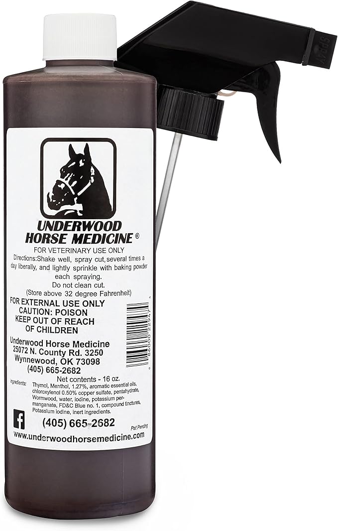 Topical Wound Spray Refill Bottle w/Spray Trigger 16oz – Equine First Aid Kit for Horses – Wound Care for Dogs – Horse Care Supplies for Animals, Scrapes, Cuts & Dog Wound Care – Horse First Aid Kit