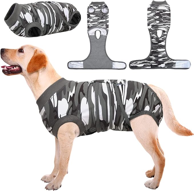 Kuoser Recovery Suit for Dogs Cats After Surgery, Professional Pet Recovery Shirt Dog Abdominal Wounds Bandages, Substitute E-Collar & Cone,Prevent Licking Dog Onesies Pet Surgery Recovery Suit