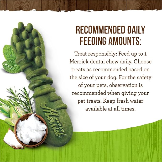 Merrick Fresh Kisses Natural Dental Chews Infused With Coconut And Botanical Oils For Large Dogs Over 50 Lbs - 7 ct. Bag