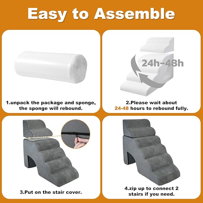 Dog Stairs for High Bed, 31.5 in Height 6-Step Curved Large Pet Steps, 19.7 in Extra Wide Pet Stairs for Couch, Non-Slip Balanced Portable Pet Ramp Indoor for Small Dogs and Older Pets