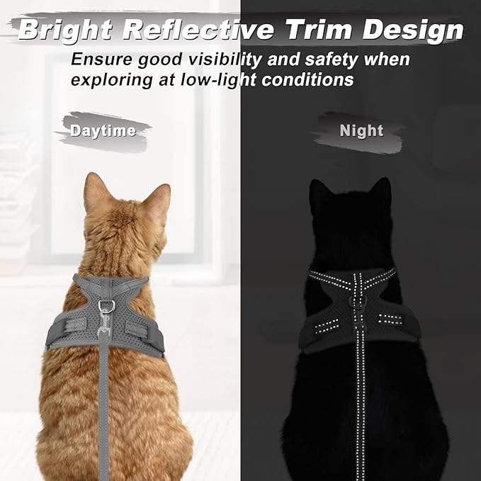 Supet Cat Harness and Leash Set for Small to Large Cats Adjustable Cat Vest Harness with Reflective Trim Universal Cat Leash and Harness for Cats/Puppies Outdoor Walking