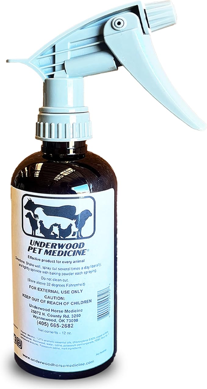Underwood Pet Wound Care Spray – Versatile & Economical Wound Care Solution for All Animals - Prevents Infections, Gentle & Easy to Use - Antiseptic Spray Suitable for Cuts, Scrapes & Open Wounds