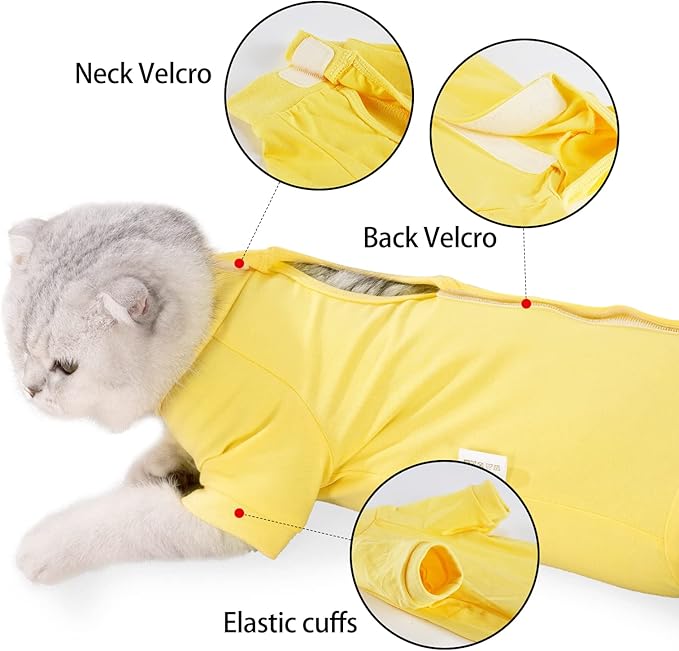 Cat Surgical Recovery Suit Professional for Male Female Dog Abdominal Wounds Cone E-Collar Alternative, Anti-Licking Or Skin Diseases Pet Surgical Recovery Pajama Suit, Soft Fabric Onesie for Cats