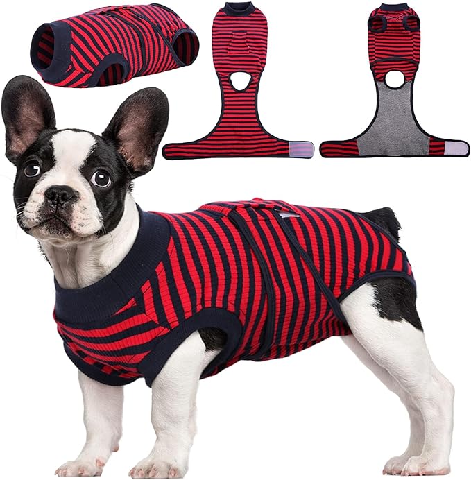 Kuoser Recovery Suit for Dogs Cats After Surgery, Professional Pet Recovery Shirt Dog Abdominal Wounds Bandages, Substitute E-Collar & Cone,Prevent Licking Dog Onesies Pet Surgery Recovery Suit