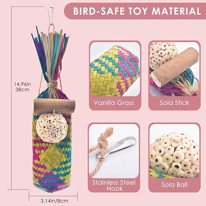 KATUMO Bird Toys Parrot Chew Toys Bird Cage Accessories for Small to Large Parrots Parakeets Conures Cockatiels Lovebirds African Greys Cockatoos Amazon Parrots