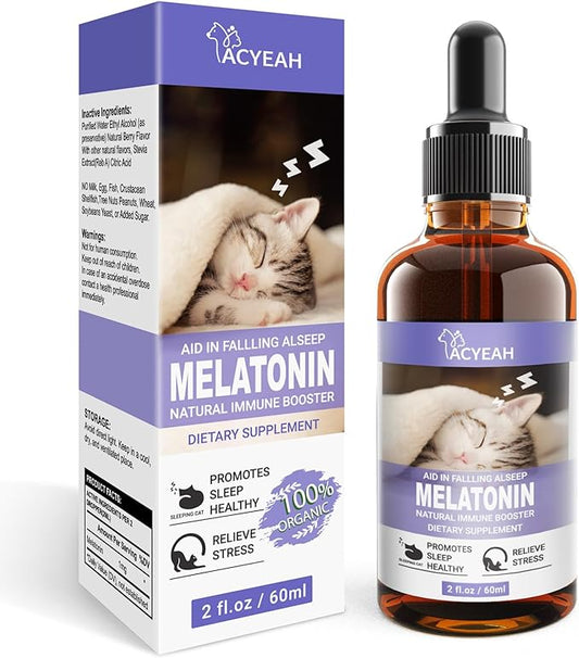 Melatonin for Cats, Cat Calming Melatonin, Cat Stress and Anxiety Relief, Cat Melatonin Calming Treats for Sleep