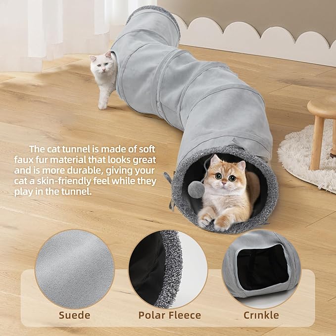 Cat Tunnel, Indoor Cat Toy, Roller Track Cat Toy, Collapsible S-Shaped Play Tube, 10.5 Inch Diameter Maze Cat House for Cats, Puppies, Rabbits, Ferrets, Cat Toy Gift Set