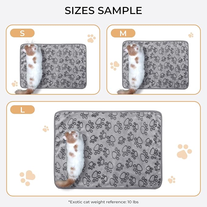 Luciphia 1 Pack 2 Pet Blankets for Dogs Cats, Fleece Print Dog Cat Blankets for Small Medium Large Puppy Kitten, Grey Paw Small (23x16 inch)
