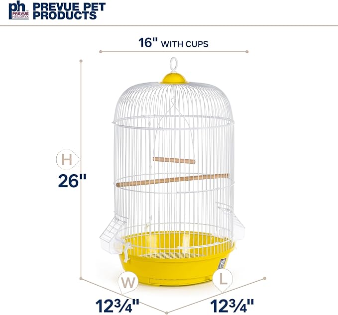 Prevue Hendryx SP31999Y Classic Round Bird Cage, Yellow