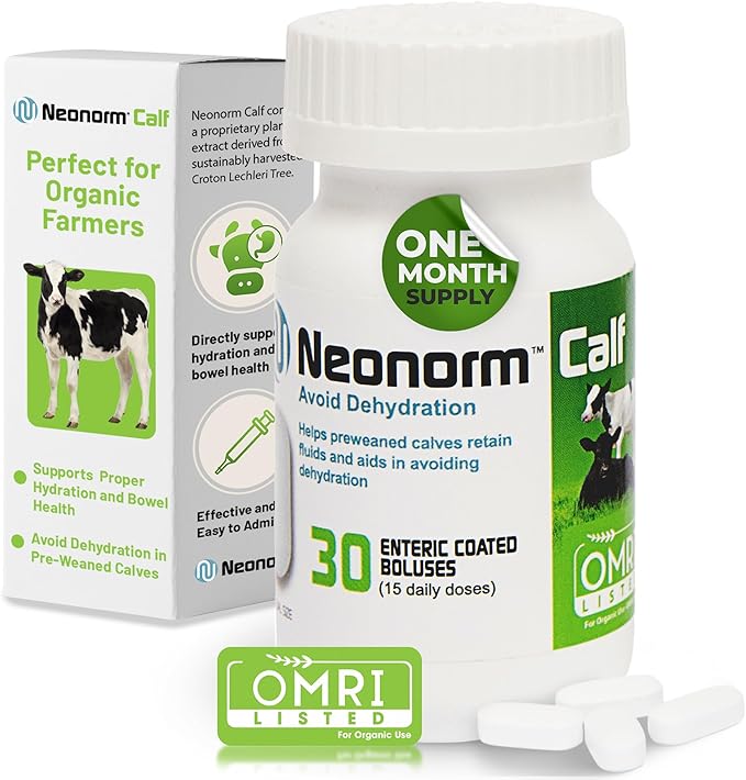 Jaguar Animal Health Neonorm Calf - Enteric Coated Supplement Boluses for Proper Hydration & Bowel Health - Plant-Based Product for Pre-Weaned Calves (30 Count)