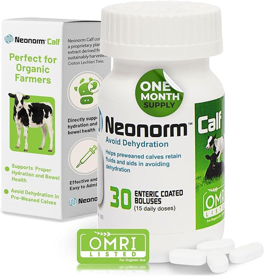 Jaguar Animal Health Neonorm Calf - Enteric Coated Supplement Boluses for Proper Hydration & Bowel Health - Plant-Based Product for Pre-Weaned Calves (30 Count)