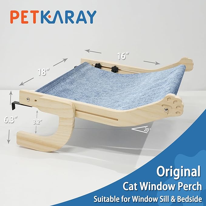 Cat Window Perch, Window Sill Cat Hammock, Indoor Cat Window Seat Window Shelves, Adjustable Windowsill Perch for Large Cats