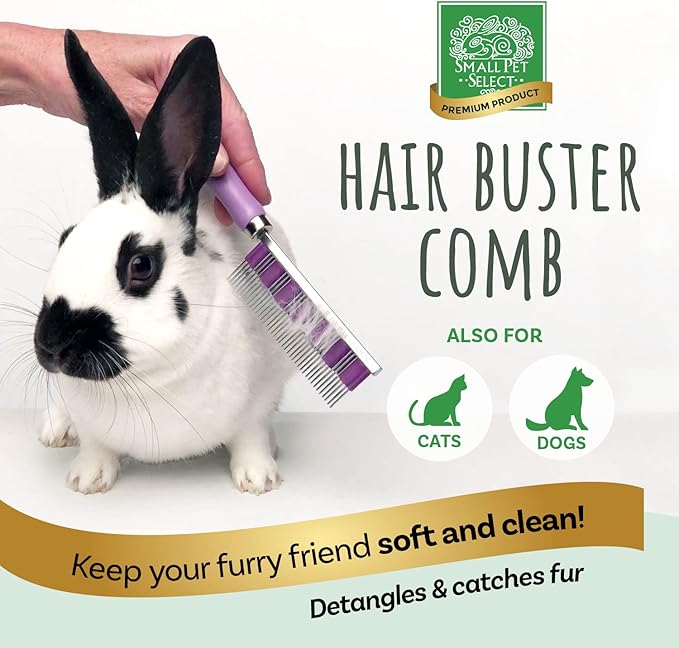 Small Pet Select - Hair Buster Comb for Rabbits, Cats and Dogs, Metal Pet Comb for Shedding and Detangling, Grooming Tool for Small Pets with Long and Short Fur