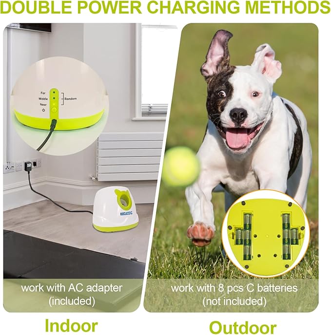 BESTHLS Automatic Ball Launcher for Dogs Interactive Tennis Ball Thrower Machine for Small Medium Dogs Fetching Distance 10-30ft, 6pc Balls Included (White2, with Remote)