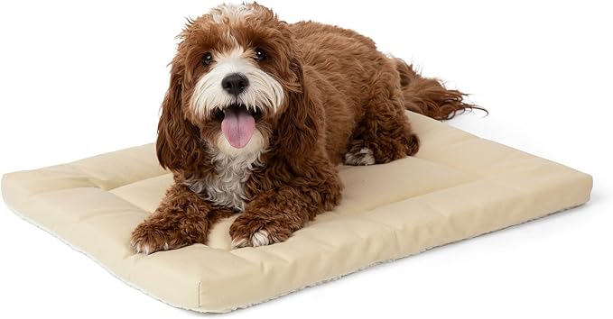 Pet Dreams Dog Crate Pad is The Original Dog Crate Bed, Kennel Mat, Washable, Crate Pads for Dog Cages, Kennel Bed, Non Toxic, Reversible, Perfect Cat Bed for Indoor Cats (Khaki, Small 24 Inch)