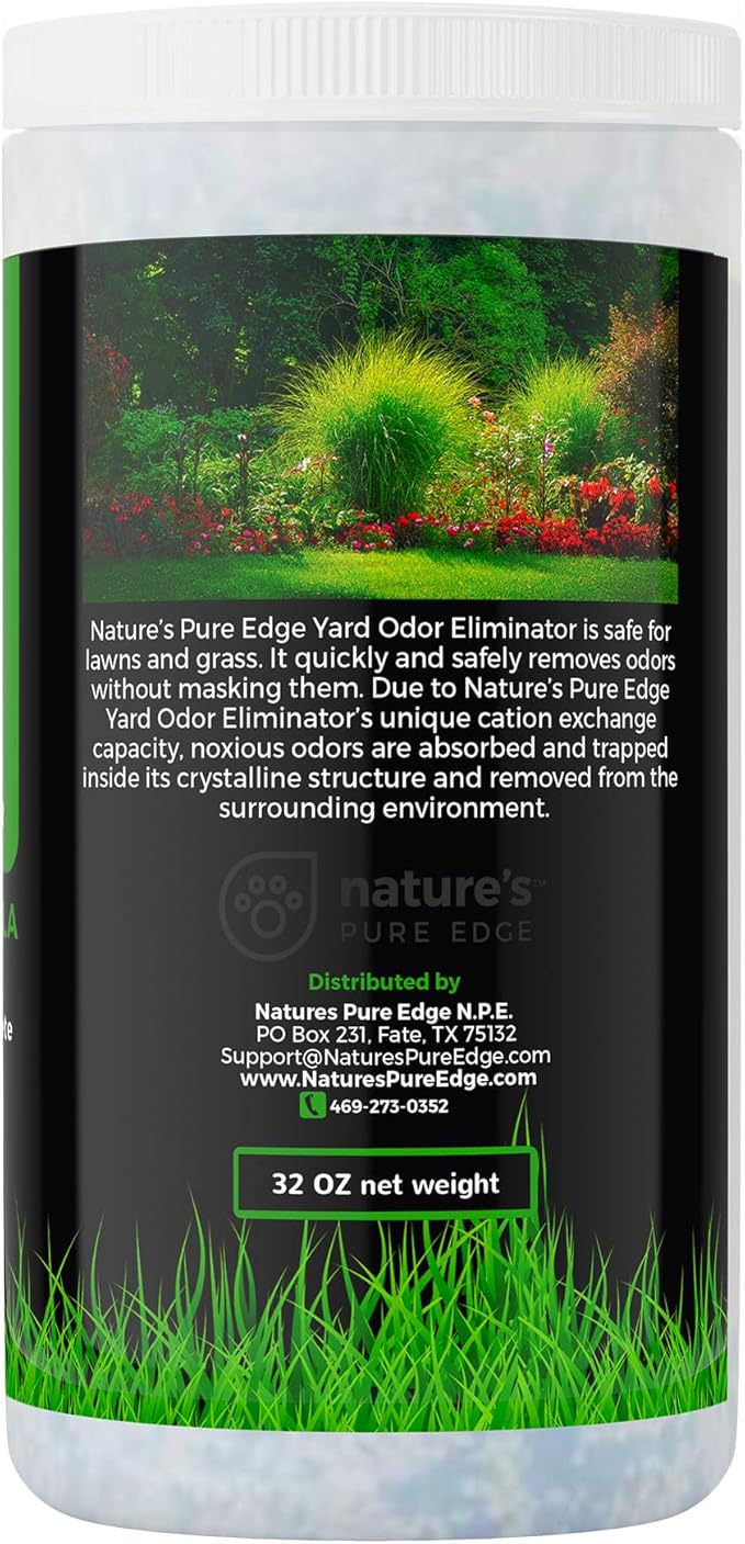 "Nature's Pure Edge,Yard Odor Eliminator. Perfect For Artificial Grass, Patio, Kennel, and Lawn. Instantly Removes Stool and Urine Odor. Long Lasting. Kid and Pet Safe.