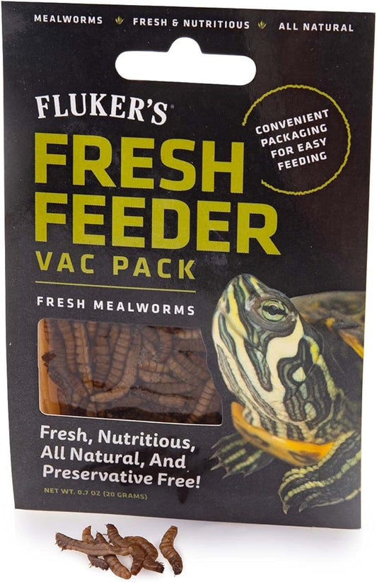 Fluker's Fresh Feeder Vac Pack Mealworms, All Natural and Preservative Free, Great for Insect Eating Reptiles, Birds, Tropical Fish or Small Animals, 0.7 oz