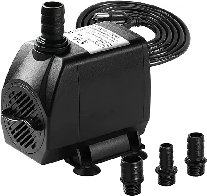 Simple Deluxe 9.2ft High Lift 550GPH 45W Water Table Pump (2082L/H) with 3 Nozzles, Perfect for Fish Tank, Hydroponics, Pond, Aquarium, Black