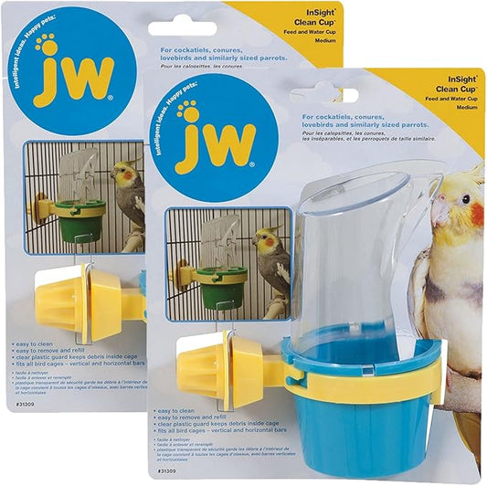 JW Pet Company Clean Cup Feeder and Water Cup Bird Accessory, Medium, Colors May Vary