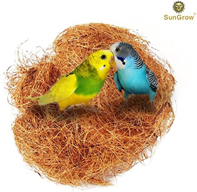 SunGrow Finch Coconut Fiber, Loose Bedding Substrate for Birds Nest Cages, Nesting Material for Budgie Hummingbird Canary Parakeet, 1.5 oz