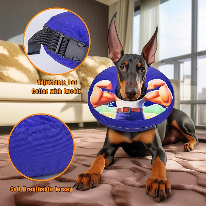 Large Dog Cone Collar for Dogs and Cats Inflatable Dog Donut Collar for After Surgery Recovery Soft Dog Cone for Small Medium Large Dogs Does not Impede Vision