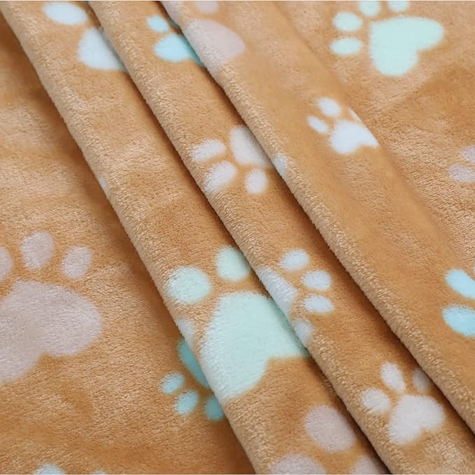Luciphia 1 Pack 2 Pet Blankets for Dogs Cats, Fleece Print Dog Cat Blankets for Small Medium Large Puppy Kitten, Paw Grey Brown Small (23x16 inch)