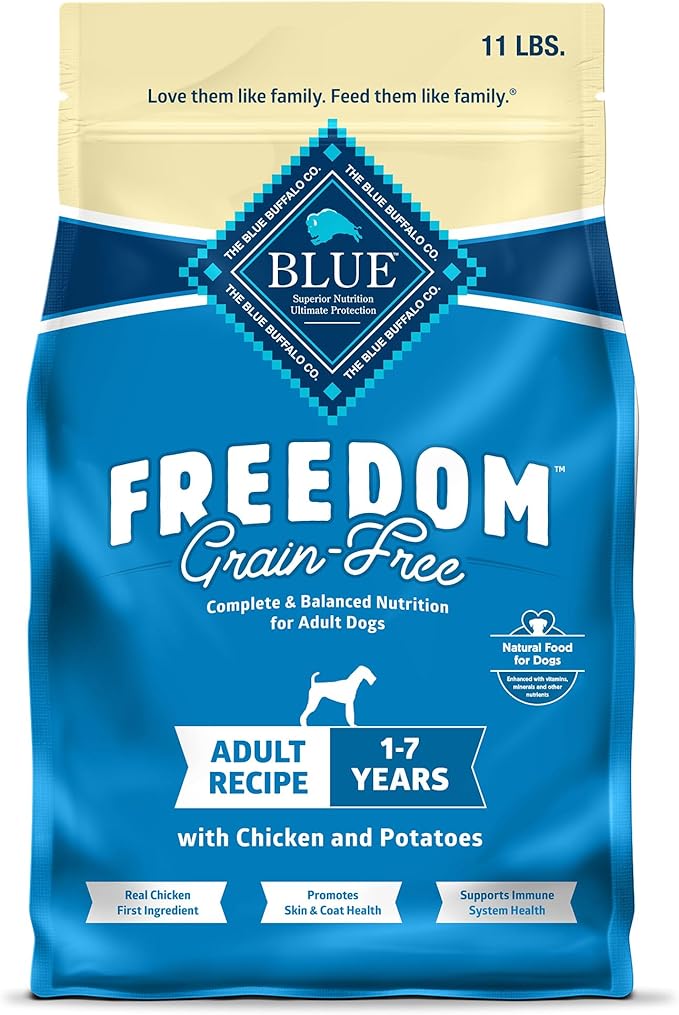 Blue Buffalo Freedom Grain Free Natural Adult Dry Dog Food, Chicken 11-lb