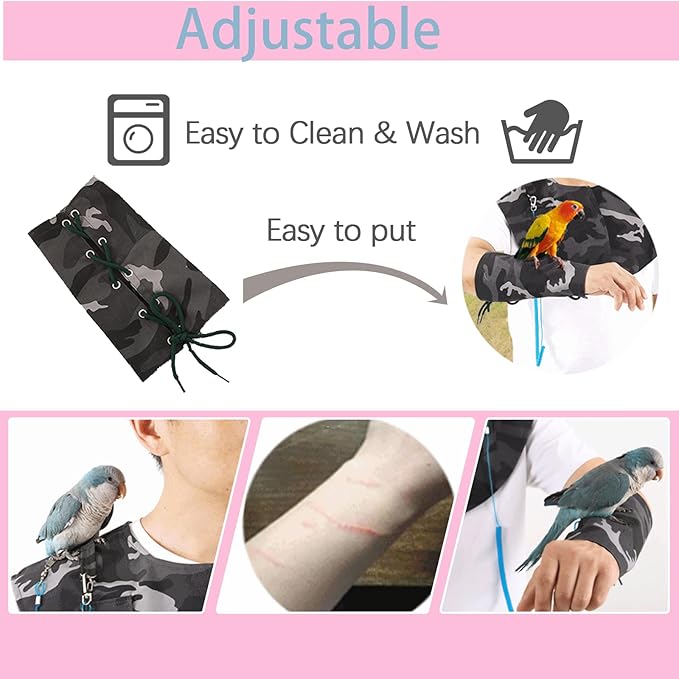 Bonaweite Pet Bird Shoulder Poop Protector, Anti-Bite Shoulder Pad Diaper Shawl for Parrot, Protective Anti-Scratch Arm Guard for Macaw African Budgies Parakeet Agapornis Fischeri Cockatiel Lovebird