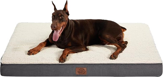 Bedsure Jumbo Dog Bed for Large Dogs - XXL Orthopedic Dog Beds with Removable Washable Cover, Egg Crate Foam Pet Bed Mat, Suitable for Dogs Up to 150lbs, Grey