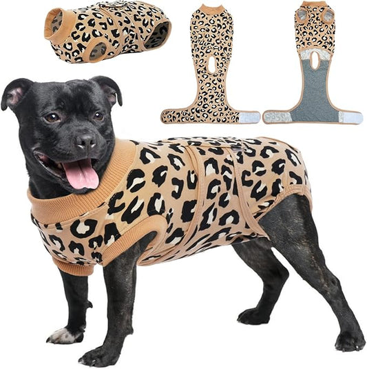 Kuoser Dog Recovery Suit, Soft Dog Onesie for Surgery Female Spay Dog Surgical Recovery Suit Male Neuter, Anti Licking Abdominal Dog Surgical Suit Pet Bodysuit Alternative to Cone of Shame, M