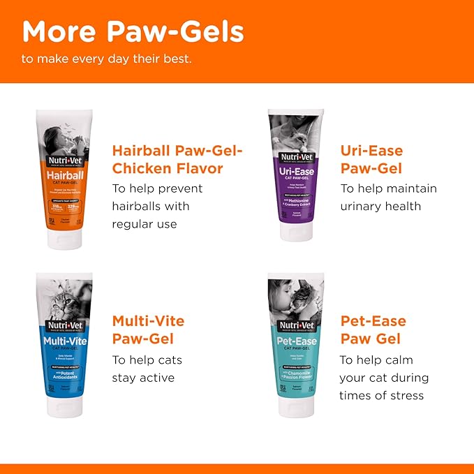 Nutri-Vet Hairball Paw Gel for Cats | Salmon Flavored Gel to Help Reduce and Eliminate Hairballs | 3 Ounces