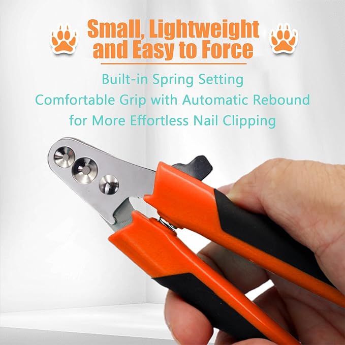 Cat Claw Clippers Two Round Cut Holes with Different Sizes (2mm & 3mm) - Cat Nail Trimmers Suitable for Cats and Other Small Animals with Different Stages of Growth(Orange)