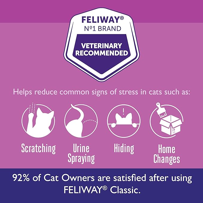 FELIWAY Classic Cat Calming Pheromone, 30 Day Refill - 3 Pack