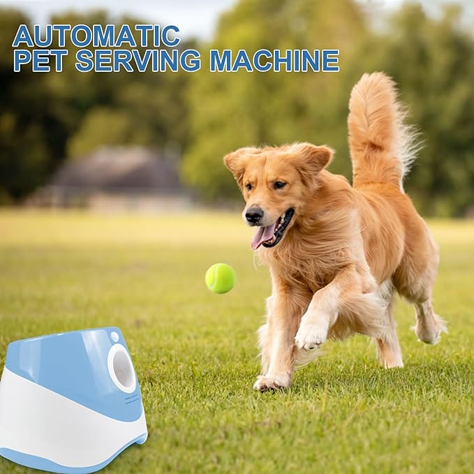 Ball Launcher for Dogs, Automatic Dog Ball Launcher with 12 Tennis Ball, Interactive Dog Toys Pet Ball Indoor Outdoor Thrower Machine (Blue Automatic Tennis Ball)