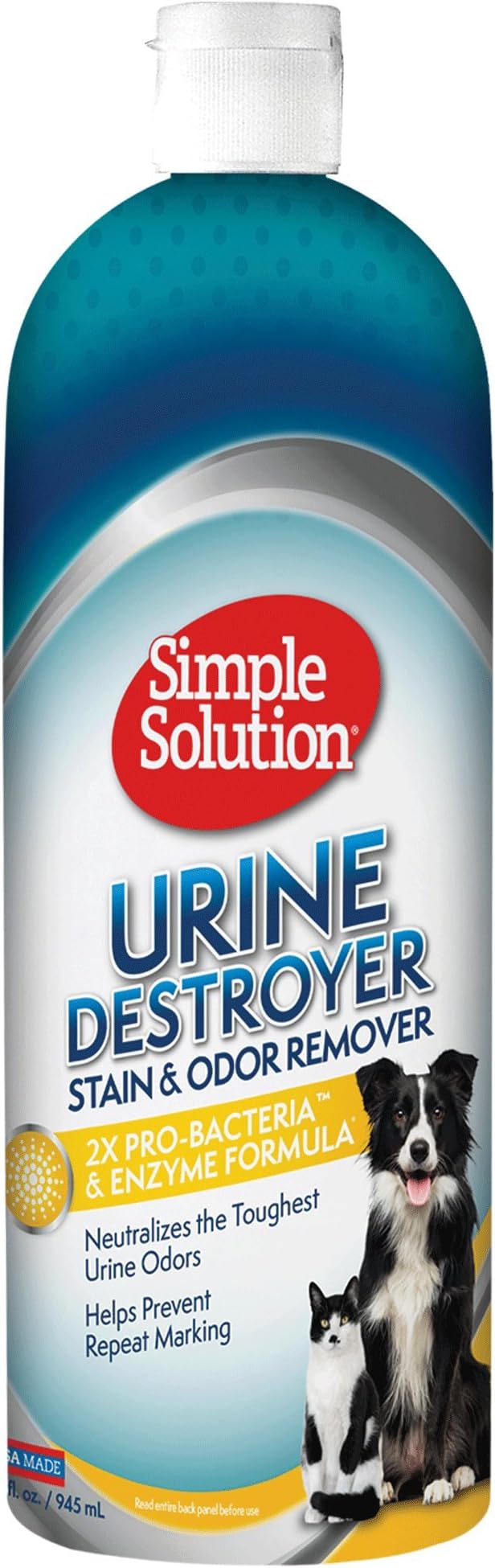 Simple Solution Urine Destroyer Enzymatic Cleaner | Pet Stain and Odor Remover with 2X Pro-bacteria Cleaning Power | 32 Ounces