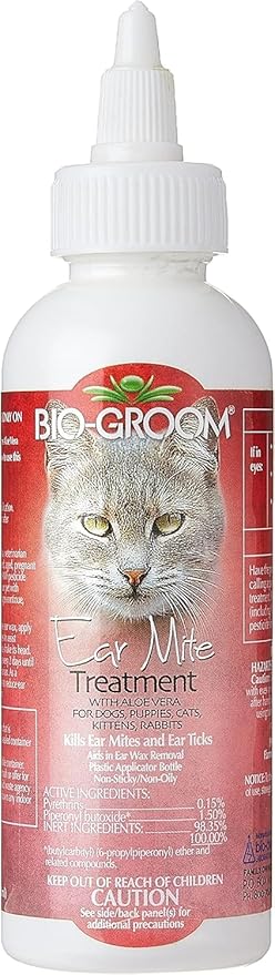 Bio-Groom Ear Mite Treatment – Dog Ear Infection Treatment, Cruelty-Free, Made in USA, Dog Ear Drops, Gentle Wax Remover, Ear Cleaner for Dogs and Cats – 4 fl oz 1-Pack