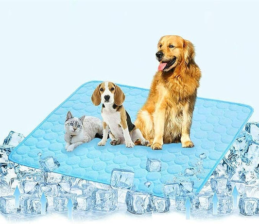 VeMee Summer Cooling Mat for Dogs Cats Self Dog Cooling Mat Breathable Pet Crate Pad Portable & Washable Pet Cooling Blanket for Small Medium and Large Pet Outdoor or Home Use (40 X 28in, Blue)