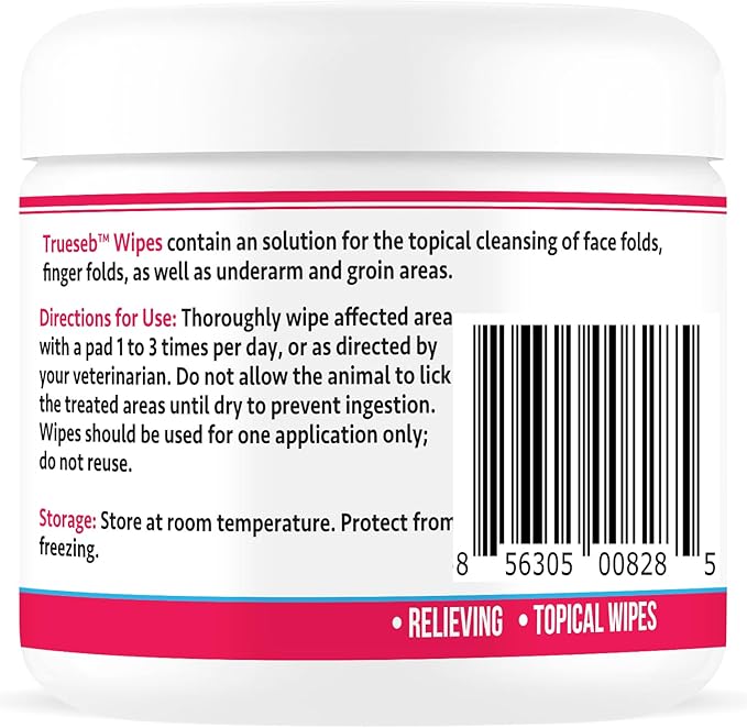 Truseb Topical for Dogs, Cats and Horses - with Aloe for Cleansing (Ketoconazole & Chlorhexidine Wipes, 100 count)