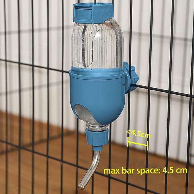 Pet Water Bottle for Cage Crate 17oz Water Dispenser for Small Animal Rabbit Guinea Pig Chinchilla Ferret Squirrel Hedgehog (Blue)