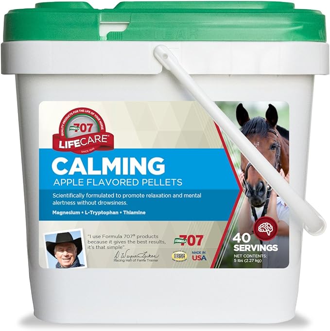 Formula 707 Calming Equine Supplement 5LB Bucket – Anxiety Relief and Enhanced Focus for Horses – L-Tryptophan, Thiamine & Magnesium