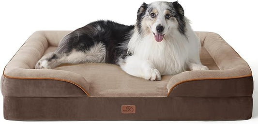 Bedsure Orthopedic Dog Bed for Extra Large Dogs - XL Washable Dog Sofa Beds Large, Supportive Foam Pet Couch Bed with Removable Washable Cover, Waterproof Lining and Nonskid Bottom, Brown