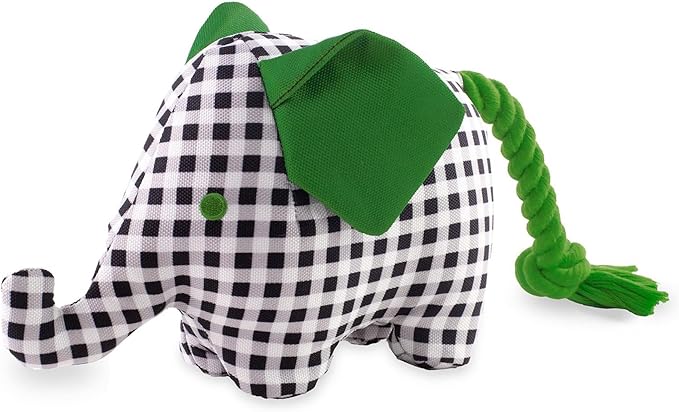 Kate Spade New York Dog Toy Rope with Squeaker and Crinkle Material, Gingham Elephant Tug Toy, Cute Dog Toy with Soft Durable Fabric, Pet Toy for Small Medium Large Breeds, Elephant