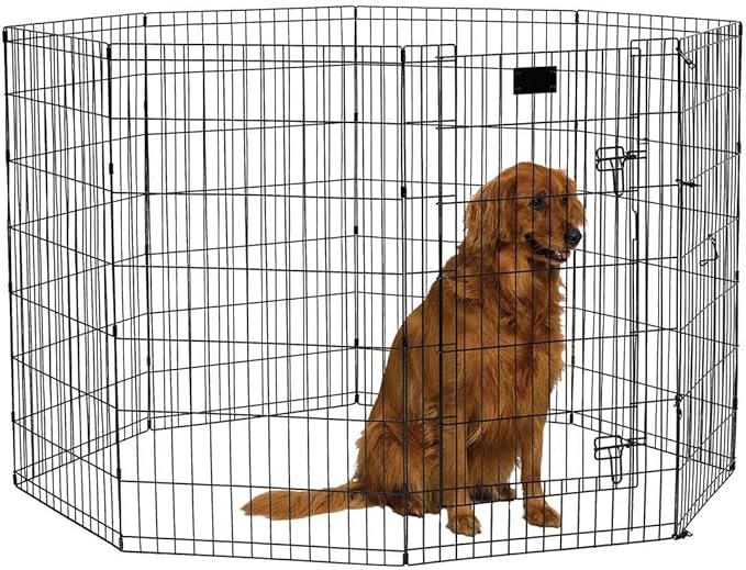 MidWest Homes for Pets Foldable MetalDog Exercise Pen / Pet Playpen, Black w/ door, 24'W x 42'H