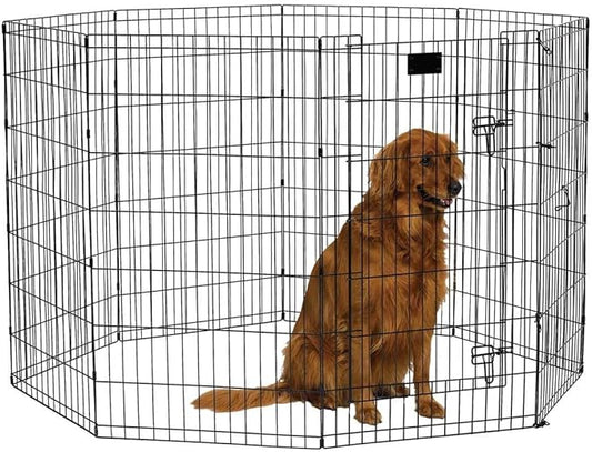 MidWest Homes for Pets Foldable MetalDog Exercise Pen / Pet Playpen, Black w/ door, 24'W x 42'H