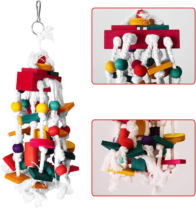 Rypet Bird Chewing Toy - Parrot Cage Bite Toys Wooden Block Bird Parrot Toys for Small and Medium Parrots and Birds