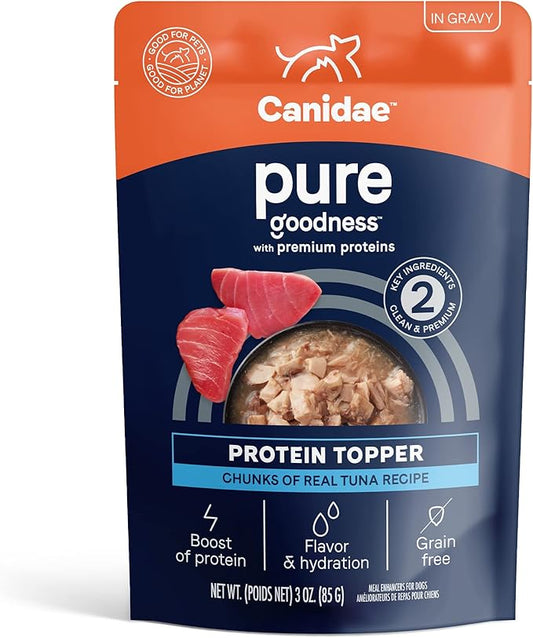 CANIDAE Pure Protein Topper Wet Dog Food, Chunks of Real Tuna in Gravy Recipe, 3 oz. (Case of 12)